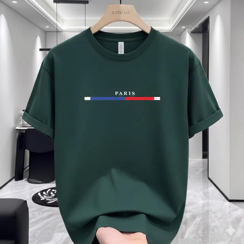Men's Cotton-Spandex Drop Shoulder T-Shirt, DTF Print, 220 GSM