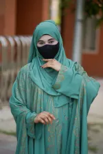 Abaya Full Set with Inner, Koti, Hijab and Stone Work