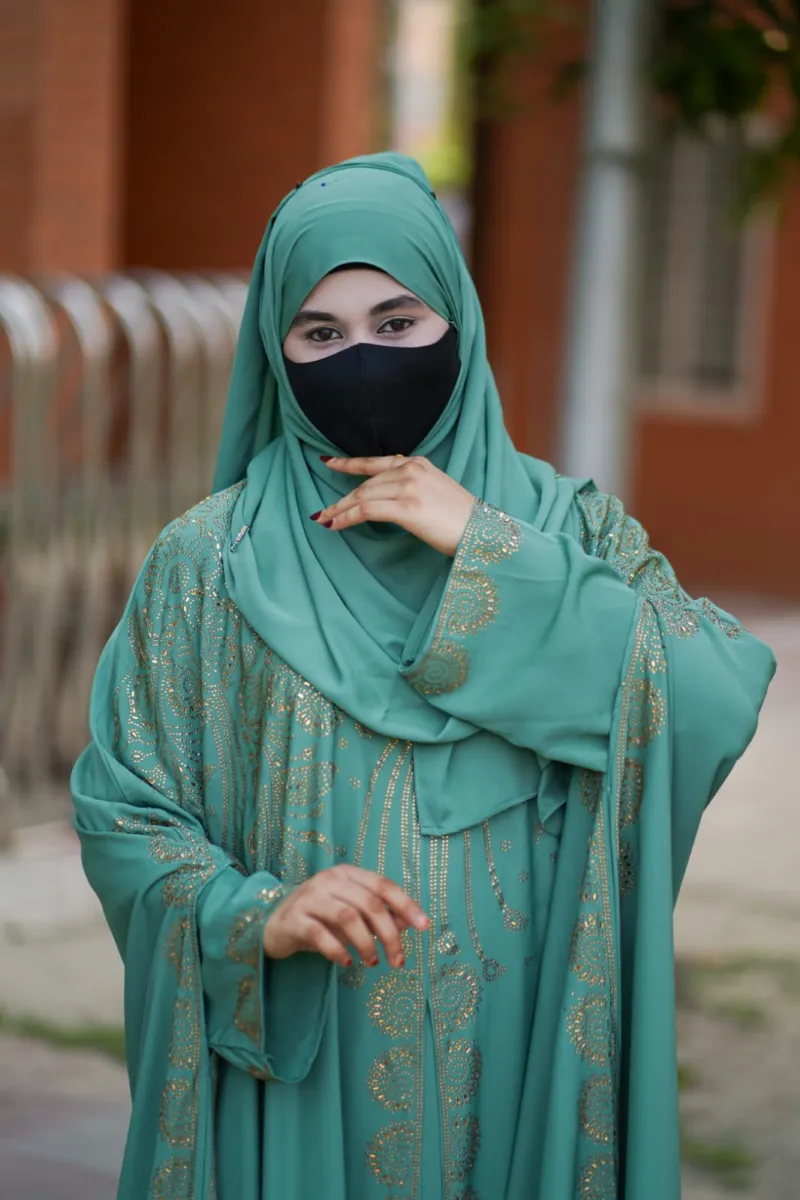 Abaya Full Set with Inner, Koti, Hijab and Stone Work