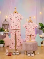 Kids' Cartoon Print Half Sleeve T-Shirt and Pant Set, 2Y to 8Y