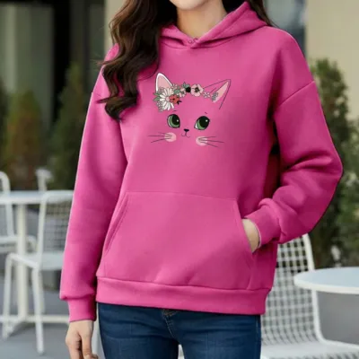 Premium Comfortable Printed Ladies Winter Hoodie