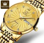 Butter Fly Lock OLEVS 9931G New Exclusive Design Quartz Watch for Men Golden
