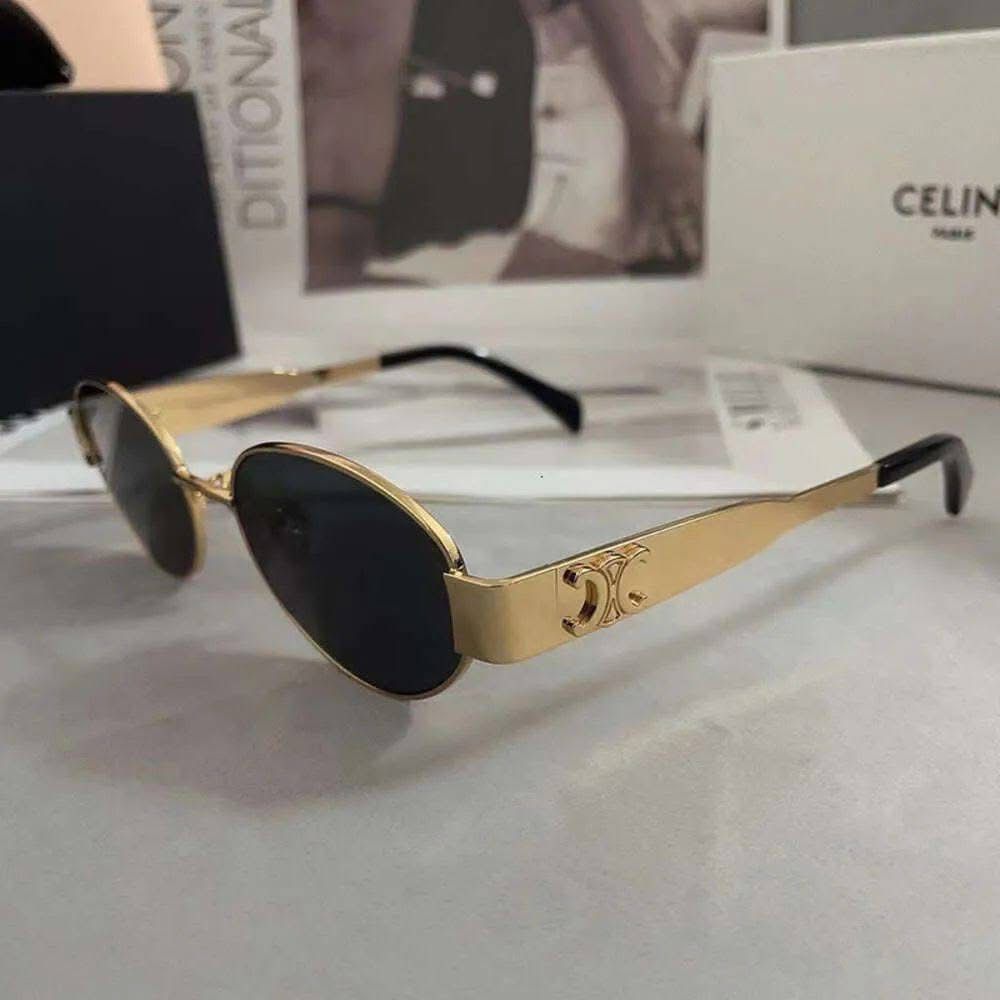 Unisex Elliptical Metal Frame Sunglasses with Nose Pads