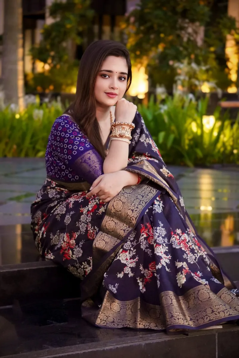 Dhupian Saree with Afsan and Screen Print, 13 Haath