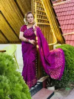 Women's Dhupian Silk Saree with 1 Yard Blouse Piece