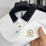 Men's Sticker Badge Polo Shirt, Pique Cotton, 6 Colours
