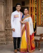 Matching Saree Panjabi Couple Set with Screen and Digital Print