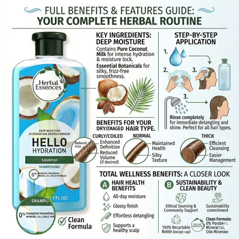 Herbal Essences Deep Moisture Hello Hydration Shampoo 346ml (USA)