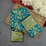 Premium Silk Katan Saree Combo Set - Ocean Green