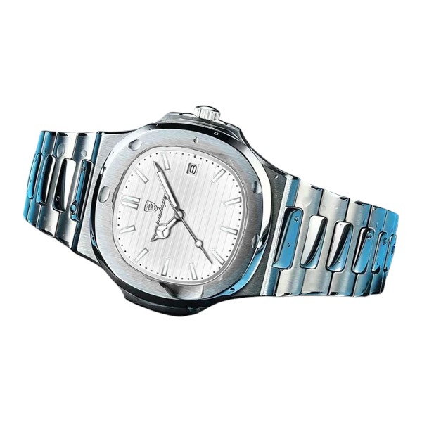 Poedagar 613 Luxury Stainless Steel Strap Watch (White Dial)