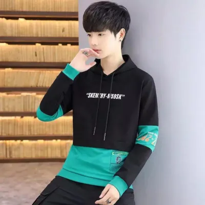 Colour Block Hoodie in 300 GSM Cotton, 4 Colour Choices