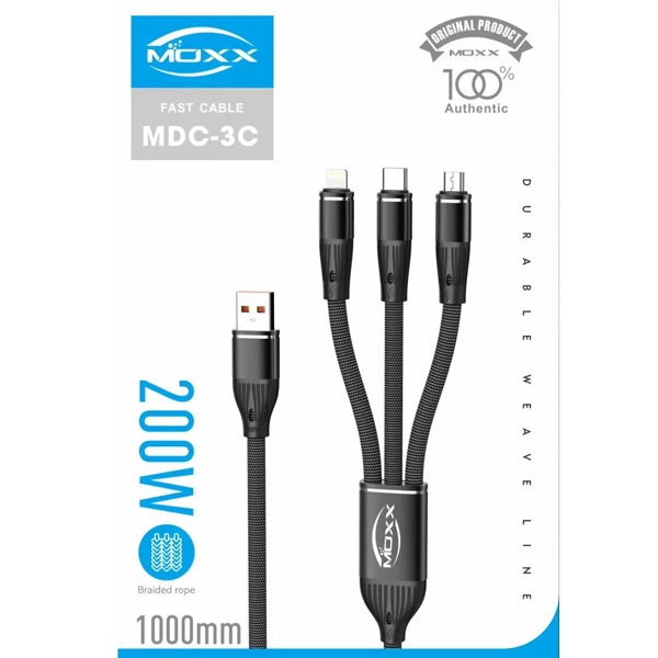 Moxx MDC-3C 3 in 1 2000Watt 1000mm Fast Charging cable