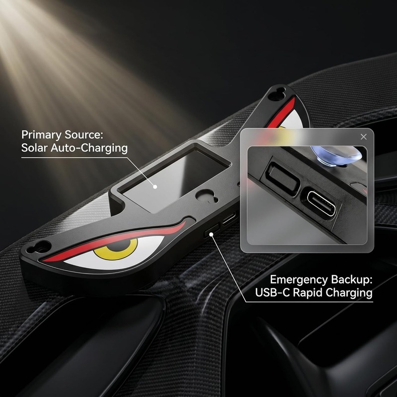 Solar Devil Eyes LED Car/Bike Window Light with Motion Sensor & USB-C Charging