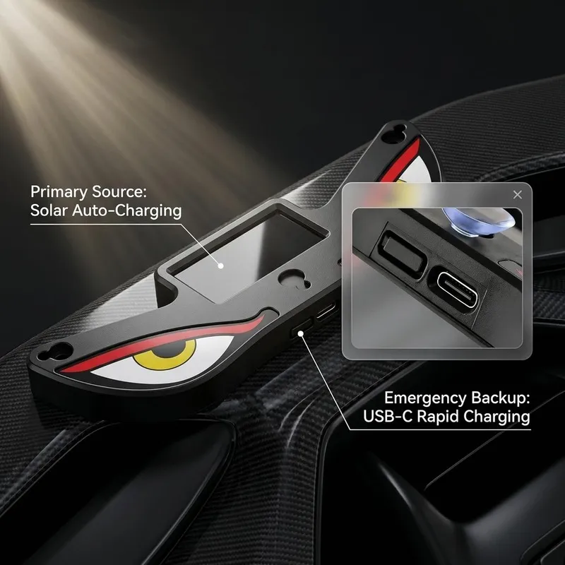 Solar Devil Eyes LED Car/Bike Window Light with Motion Sensor & USB-C Charging