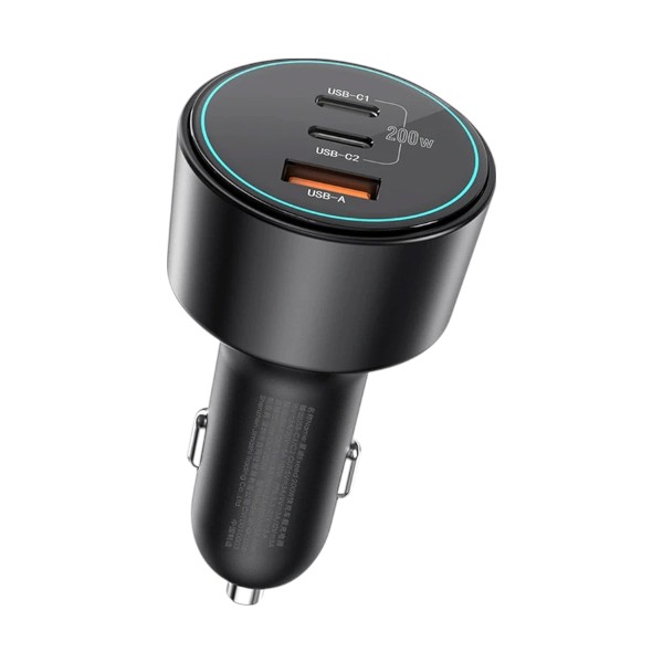 Wiwu Starship 200W 3 Ports Black Car Charger (2xUSB-C & 1xUSB-A)