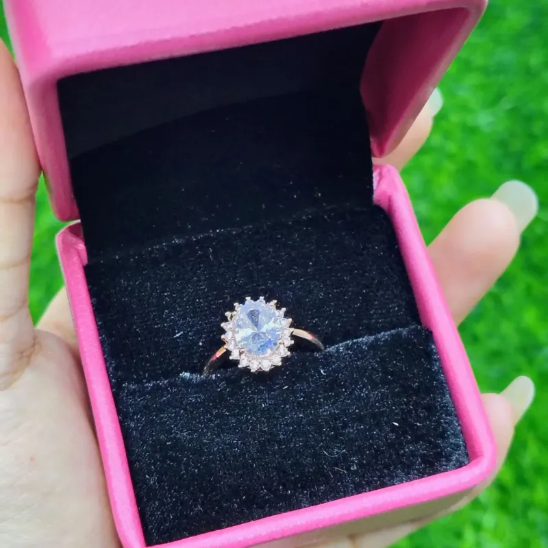 Classic Crystal Crown Ring – Golden Finish