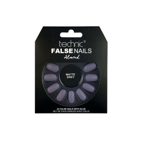 Technic 24 False Nails Almond - Matte Grey (China)