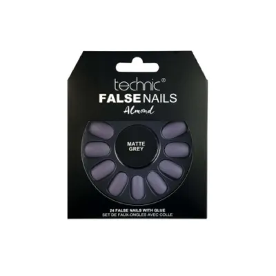 Technic 24 False Nails Almond - Matte Grey (China)