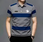 Men's Striped Pique Cotton Polo Shirt, 210 GSM, 4 Colours