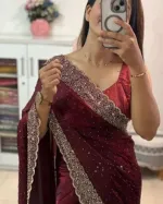 Georgette Saree with Stone Work on Saree and Blouse, 3 Colours