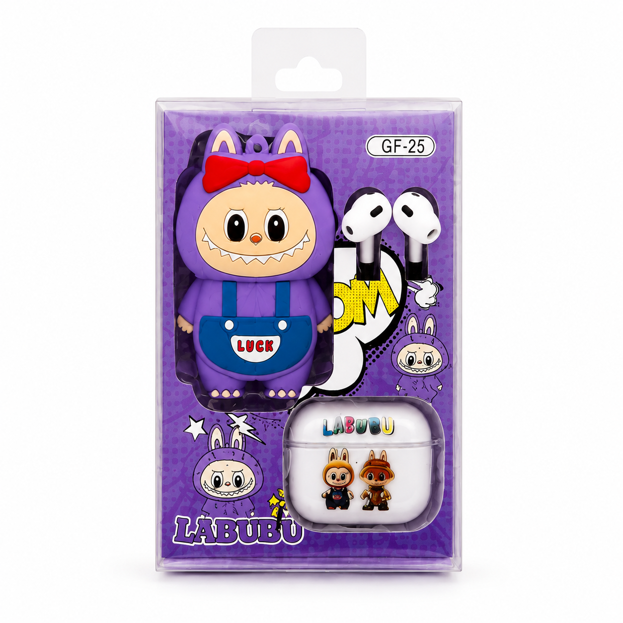 Labubu Doll Wireless Earbuds Set – Cute Pop Mart The Monsters Character Case with Crystal Clear Sound, Deep Bass & Bluetooth TWS Earphones