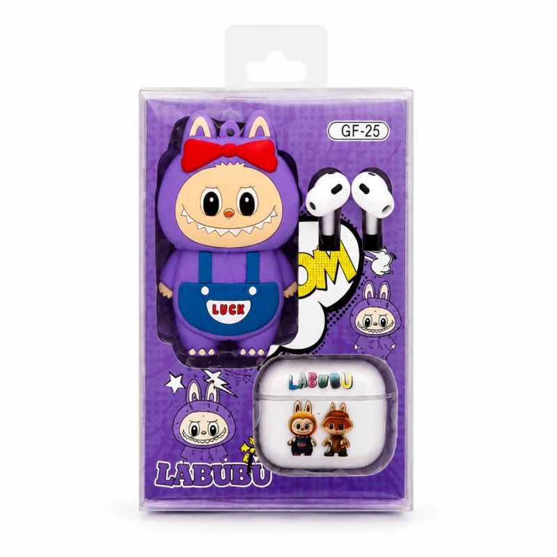 Labubu Doll Wireless Earbuds Set – Cute Pop Mart The Monsters Character Case with Crystal Clear Sound, Deep Bass & Bluetooth TWS Earphones