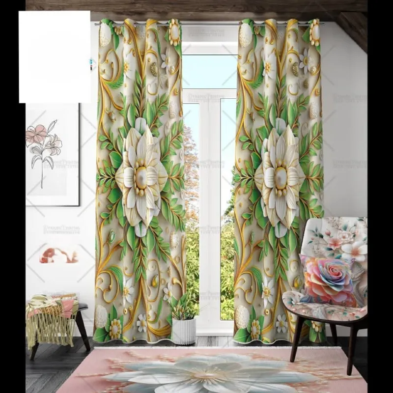 2 Piece 3D Print Premium curtain
