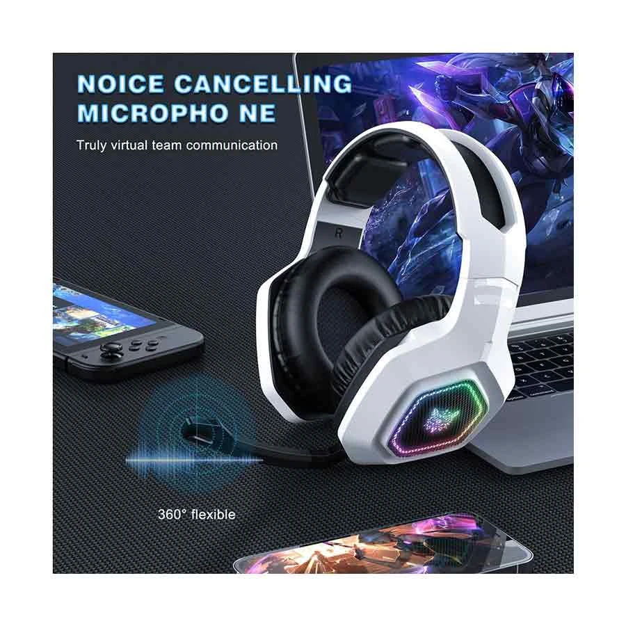 Onikuma B100 RGB Tri-Mode Bluetooth White Gaming Headphone
