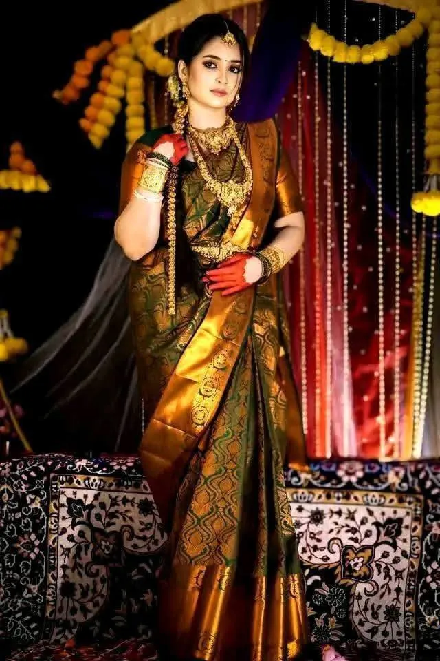 Kanjivaram Design Katan Saree for Festivals, 3 Colours