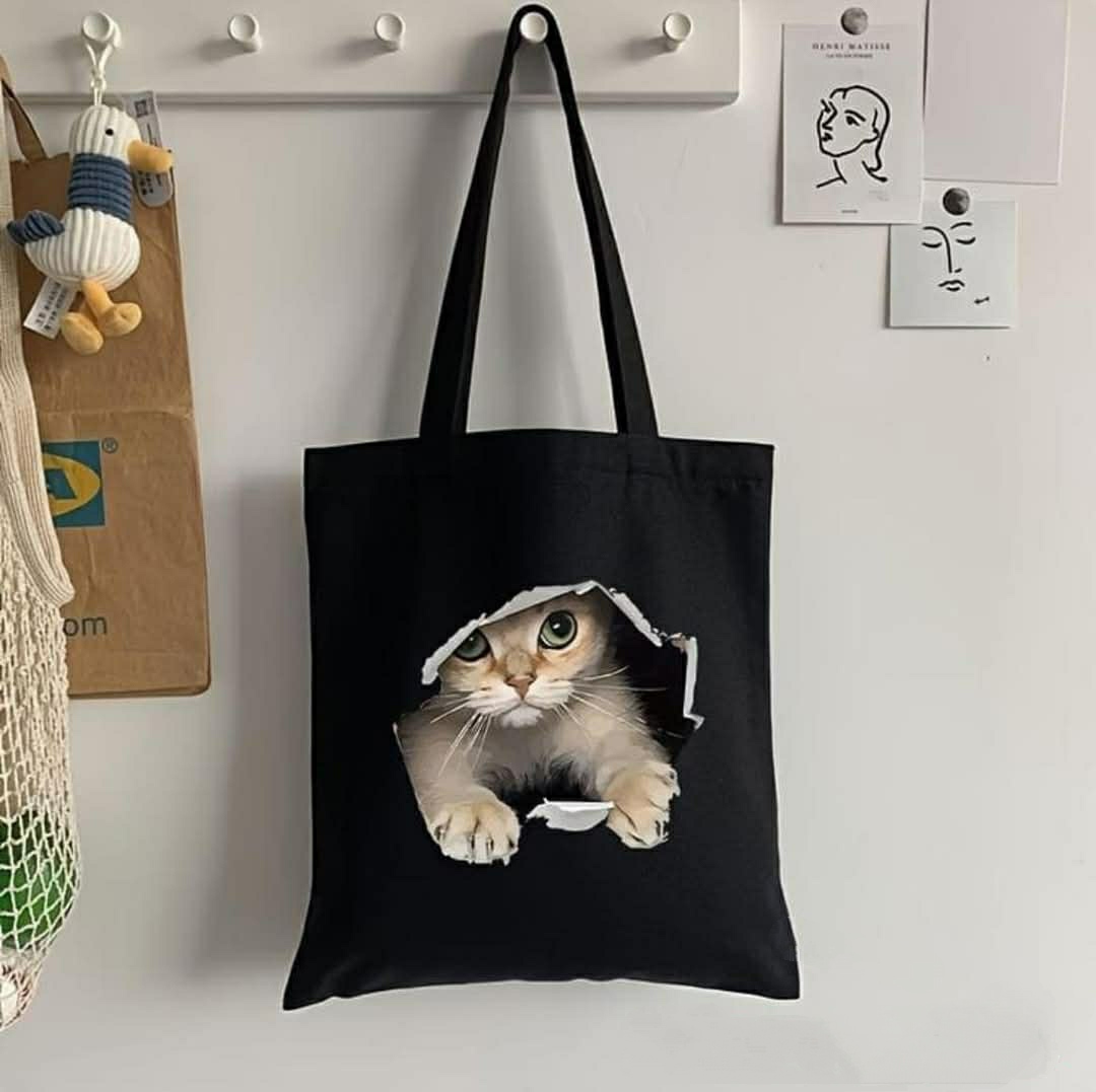 Canvas Tote Bag with DTF Rubber Print, 14x16 Inch