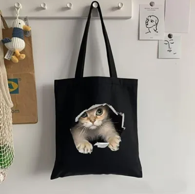 Canvas Tote Bag with DTF Rubber Print, 14x16 Inch