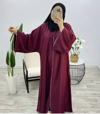 Student Gown Borka with Embroidery and Hijab, Sizes 50 to 58