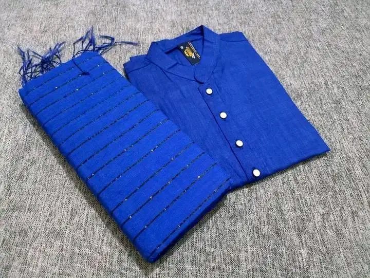 Couple Set: Half Silk Sequin Saree and Dhupian Silk Panjabi