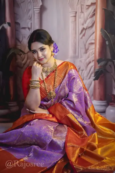 Kanjivaram Saree with Zari Work and Matching Blouse Piece, 4 Colours