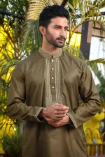 Men's Embroidered Cotton Panjabi with Box, Body 40 to 48