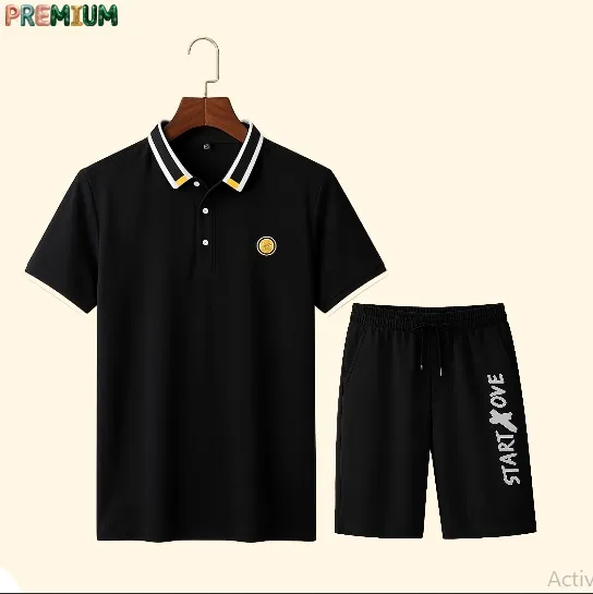 Men's 200 GSM Pure Cotton Polo and Half Pant Set in 6 Colours