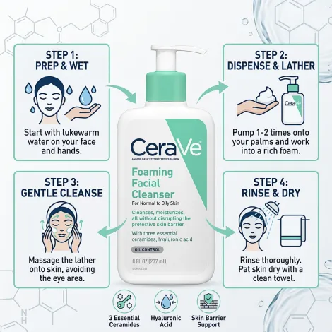 CeraVe Foaming Cleanser For Normal To Oily Skin 237ml (USA)