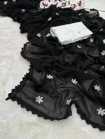 Soft Georgette Saree with Full Body Embroidery, 12 Haath