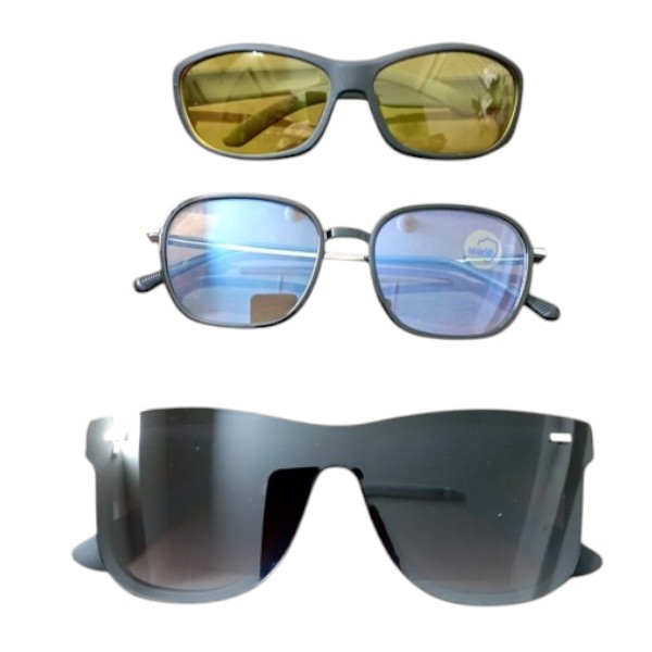 3 Glasses Combo Package - Stylish White Glasses & Black Glasses & Night Vision Sunglasses - 3 in One