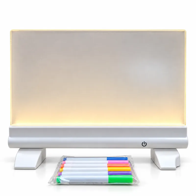 Rechargeable LED Acrylic Writing Board with 7 Colour Marker Pens