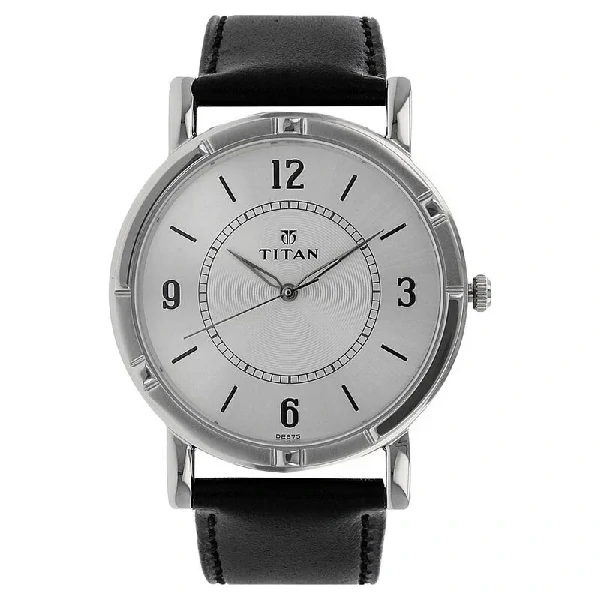 Titan Quartz Analog Silver Dial Leather Strap Watch for Men – NN1639SL03