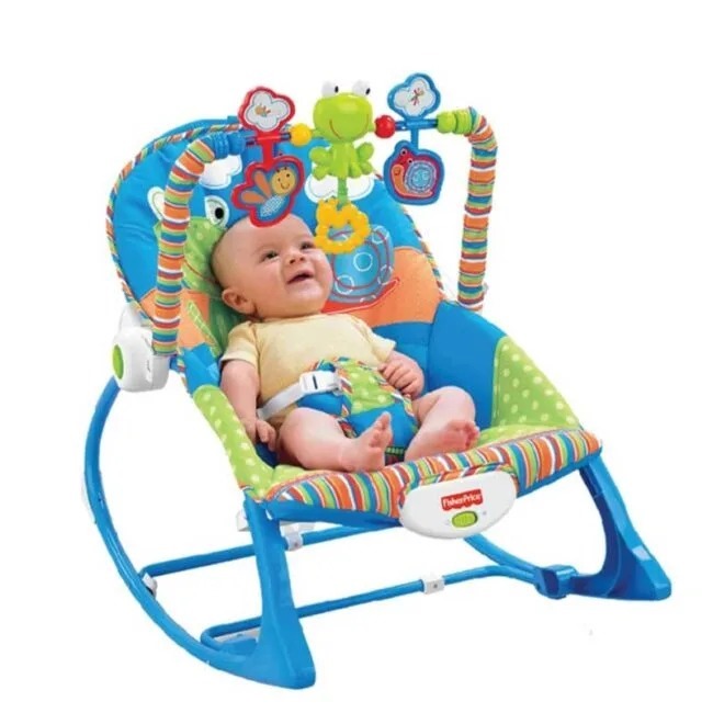 iBaby Musical & Soothing Baby Bouncer – 2-in-1 Rocking Seat & Toddler Chair with Gentle Vibration, Melodies, Removable Toy Bar & Fold-Out Kickstand, Supports Up to 18kg (Age 0M to 3 Years)