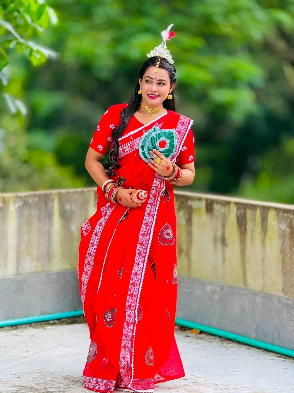 Puja Cotton Saree with Betel Leaf Panpata Motif, 4 Colours