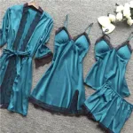 Women's Satin Nightwear Set, Nightie, Top and Short Pant