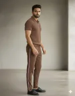 Men's Waffle Fabric T-Shirt and Trouser Set, 220 GSM, Sizes L and XL
