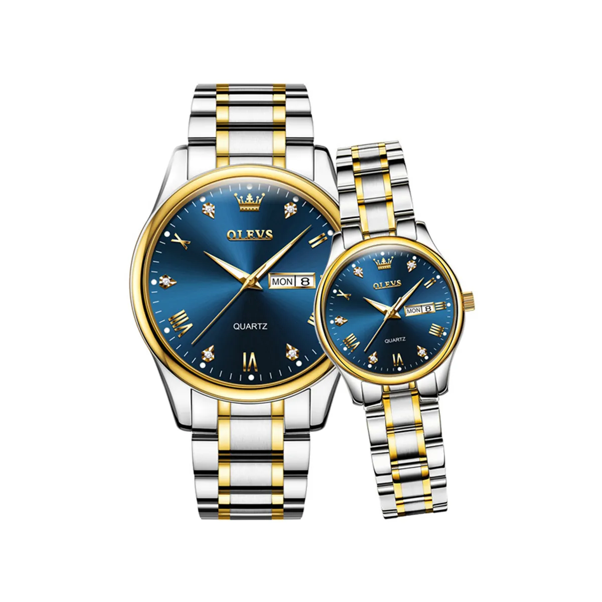Olevs 5563 Luxury Fashion Round Women’s Watch – Silver & Blue