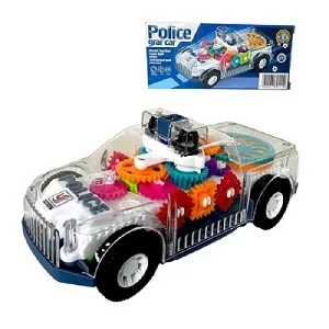 Transparent gear police car toy