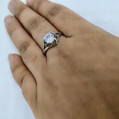 Crystal Bloom Silver Ring