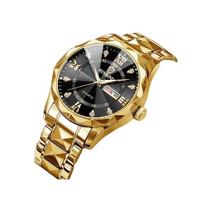 BINBOND 2521 Luxury Brand Luminous Quartz Watch For Men (golden black)