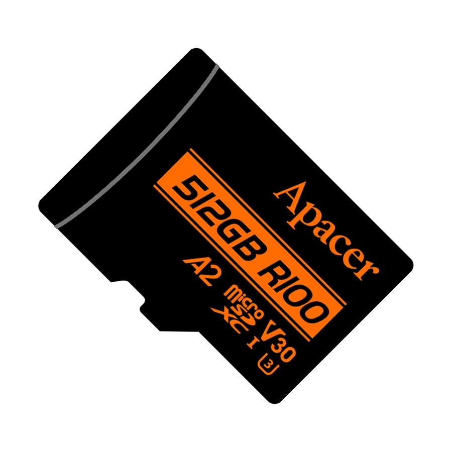 Apacer R100 512GB MicroSDXC UHS-I U3 V30 A2 Memory Card with Adapter